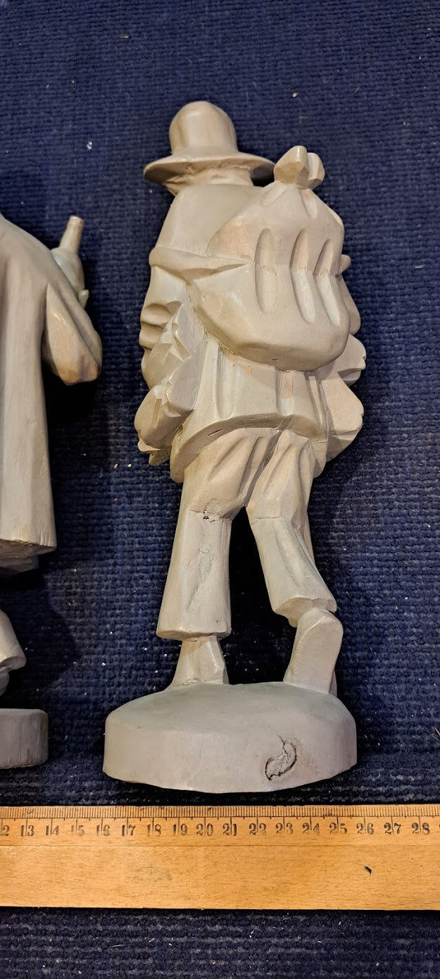 Vintage Pair of wooden men handworke sculptures [ART10163]