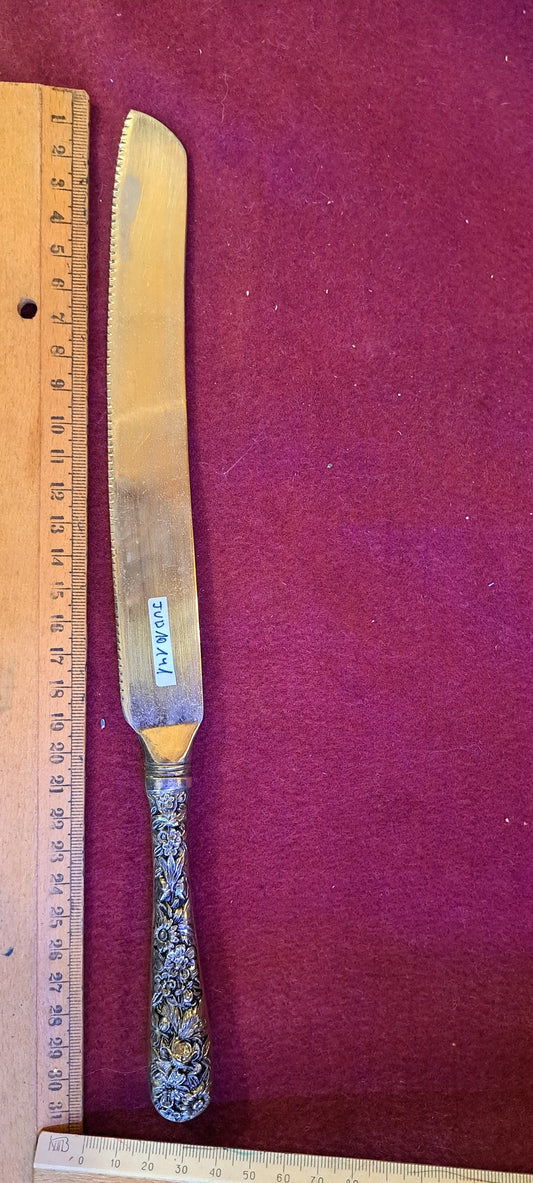 Jew old knife for challah, Silver plating [JUD10141]