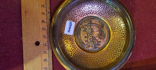 Vintage 1950th israel holy land decoration metal plate [JUD10193]