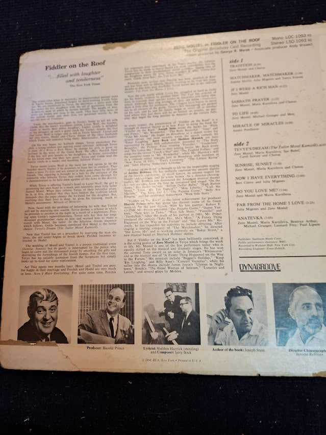Fiddler on the roof, Broadway cast record [ENT10330]
