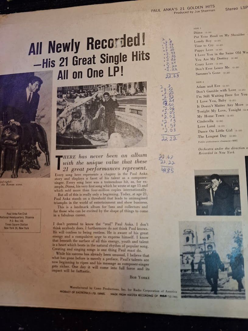 Paul Anka - 21 golden hits record [ENT10331]