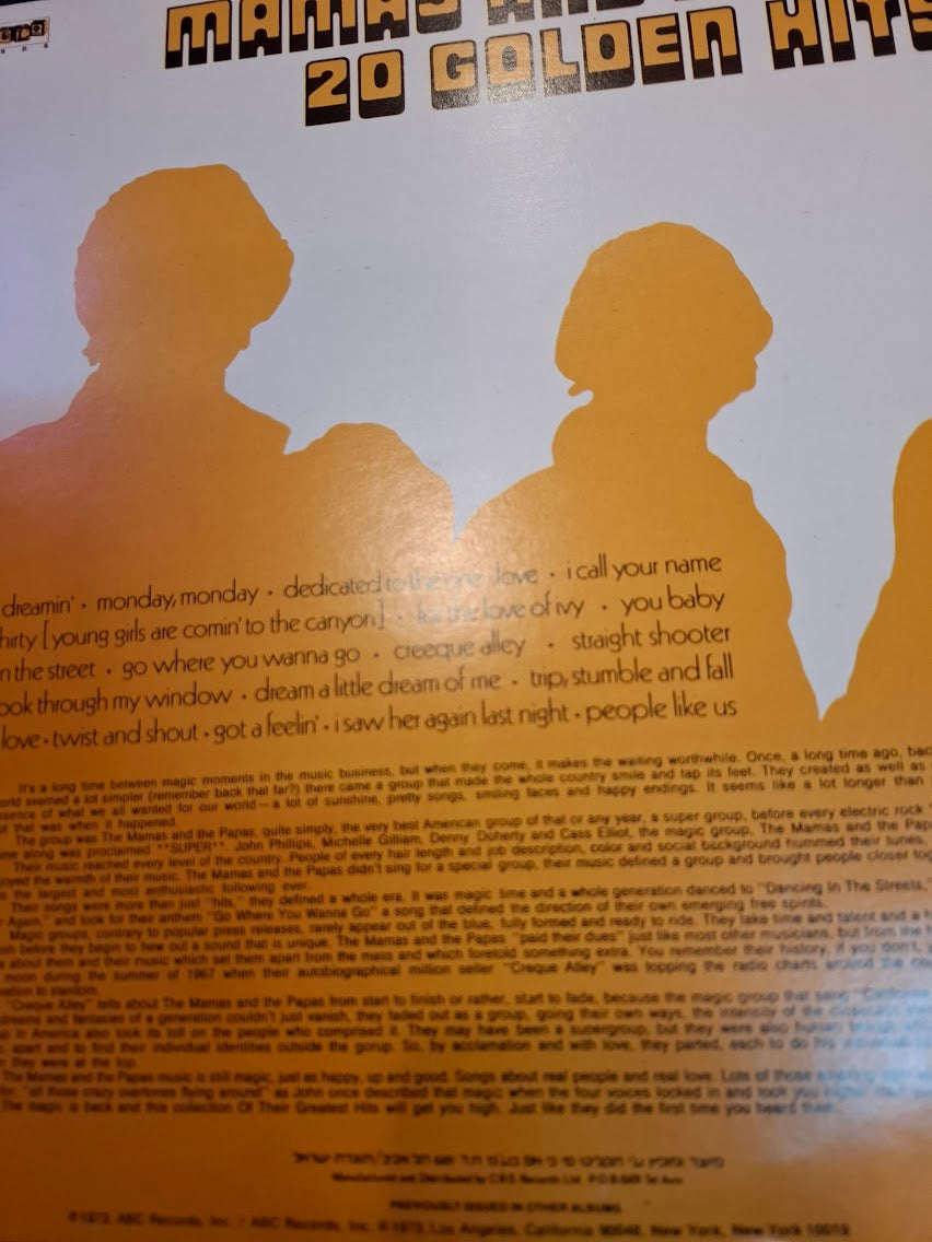 Mamas & Papas - 20 golden hits 1973, duble record [ENT10523]