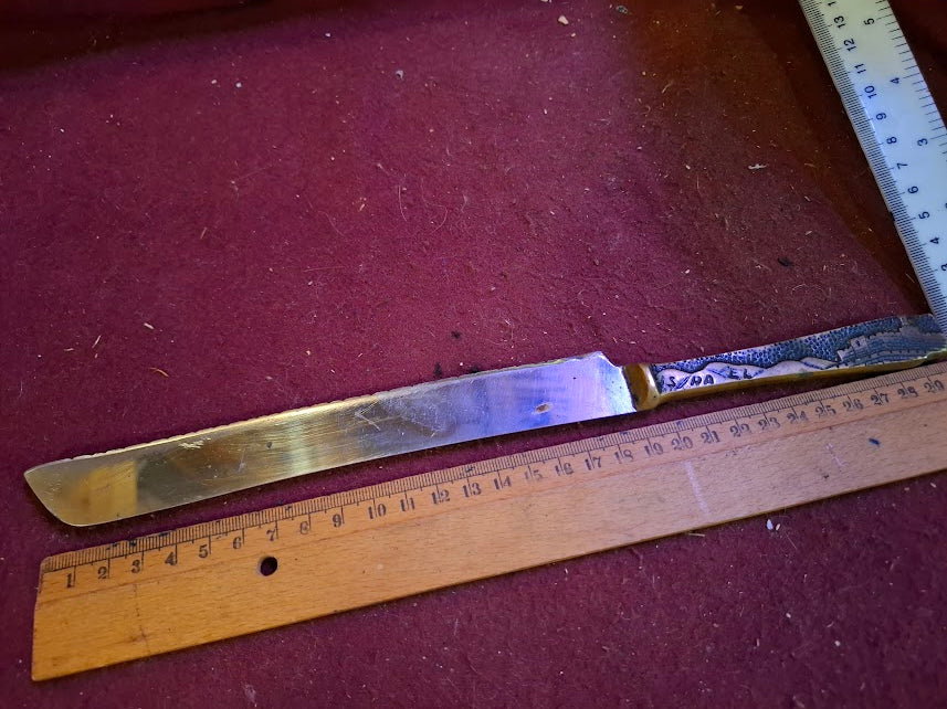 Jew old knife for challah, Silver plating [JUD10206]