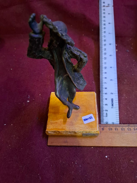 Vintage Ben Zion Israel dancing Jewish sterling sculpture marble base [JUD10213]
