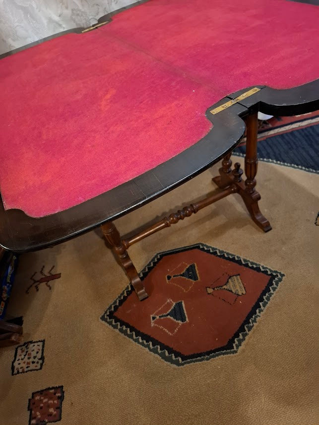 Antique wood card table [FUR10219] - RARE *for Israel local market only*