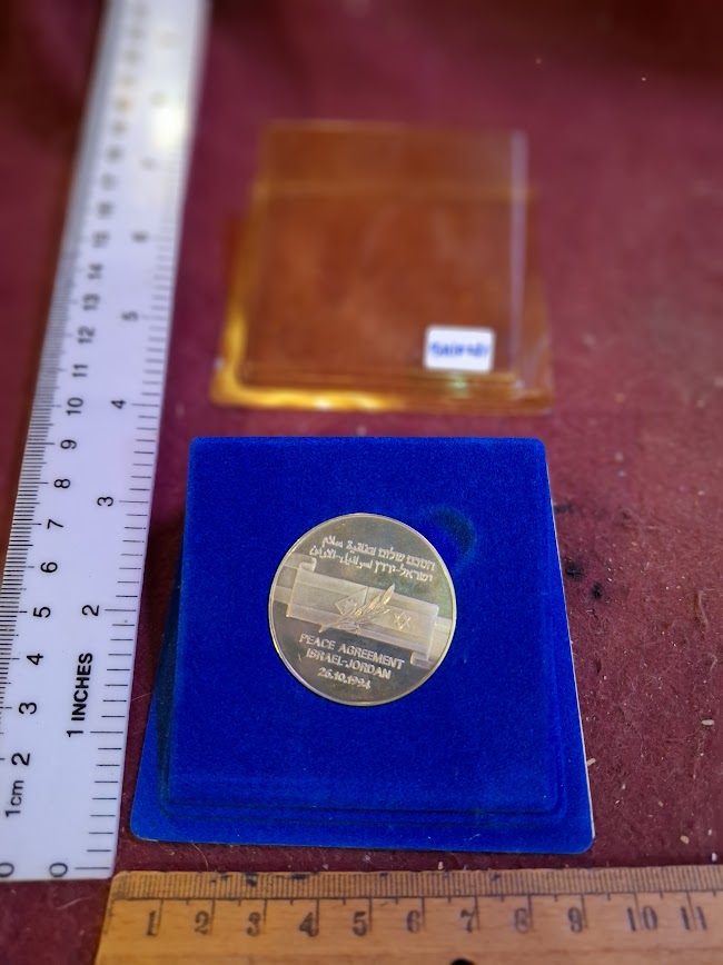 Israel silver plated medal - Israel-Jordan Peace Treaty, 1994 [ISR10231]