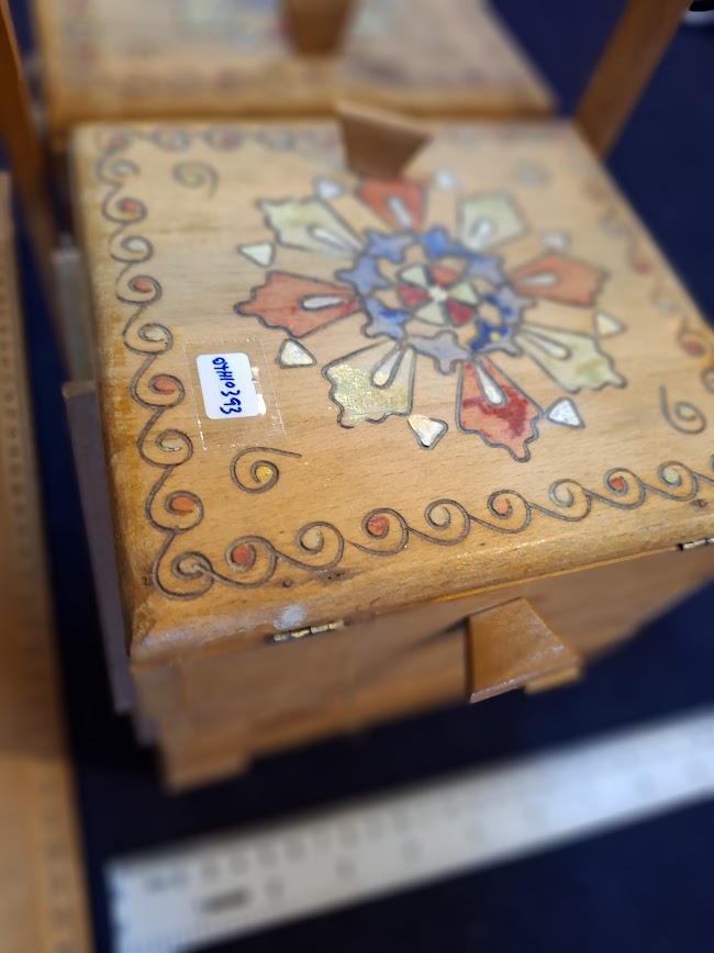 Old wooden sewing tool box [OTH10393]*for Israel local market only*