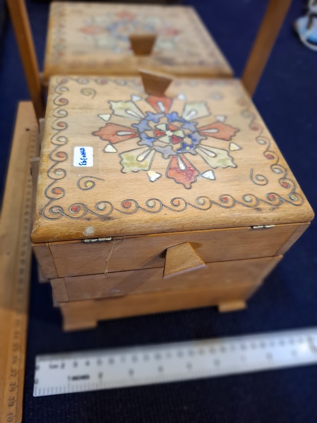 Old wooden sewing tool box [OTH10393]*for Israel local market only*