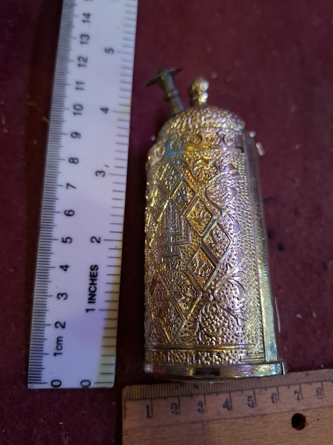 Vintage miniature Tora scroll Hebrew Jewish bible silver palyted [JUD10222]