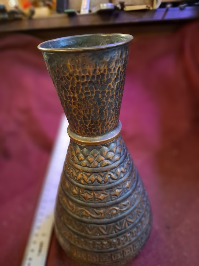 Vintage Israel metal vase pot [ISR10287]