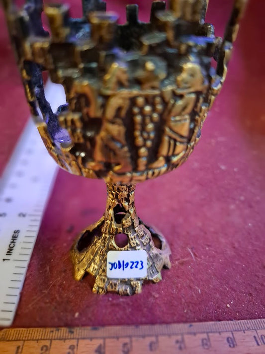 Vintage metal decor jerusamem israel judaica - kiddush cup holder [JUD10223]