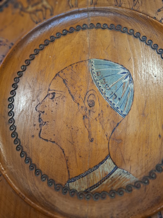 Vintage judaica handmade wood painted of Religious boy [ISR10240]