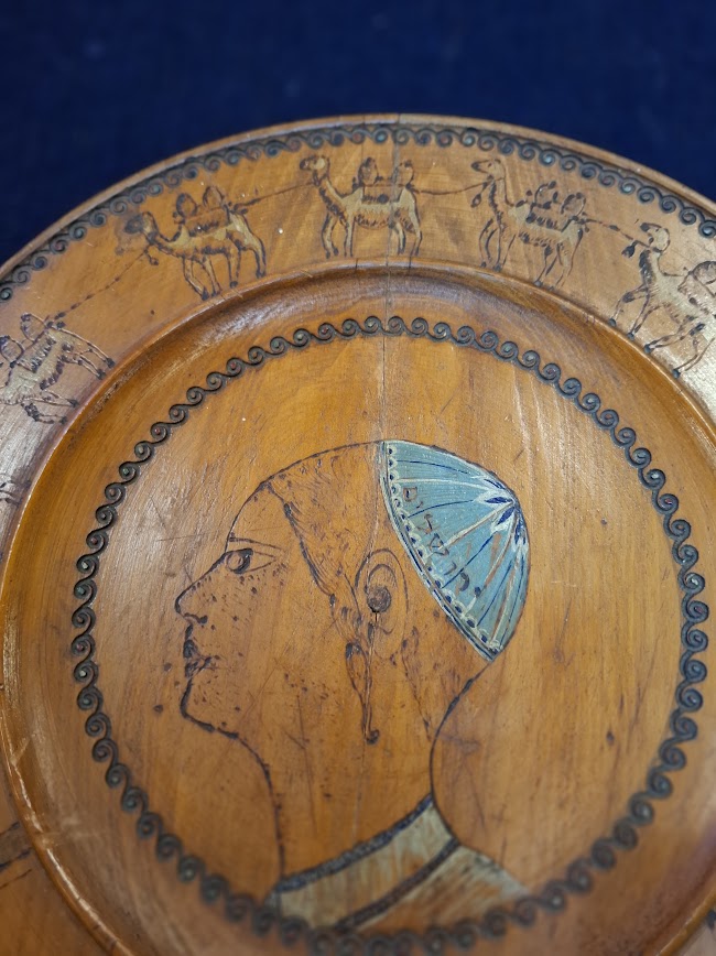 Vintage judaica handmade wood painted of Religious boy [ISR10240]