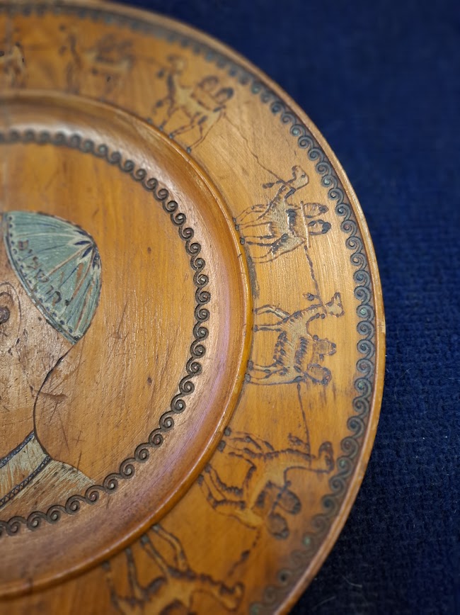 Vintage judaica handmade wood painted of Religious boy [ISR10240]