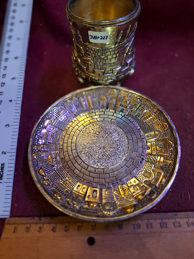 Judaica 925 silver wine kiddush glass with bottom [JUD10227]