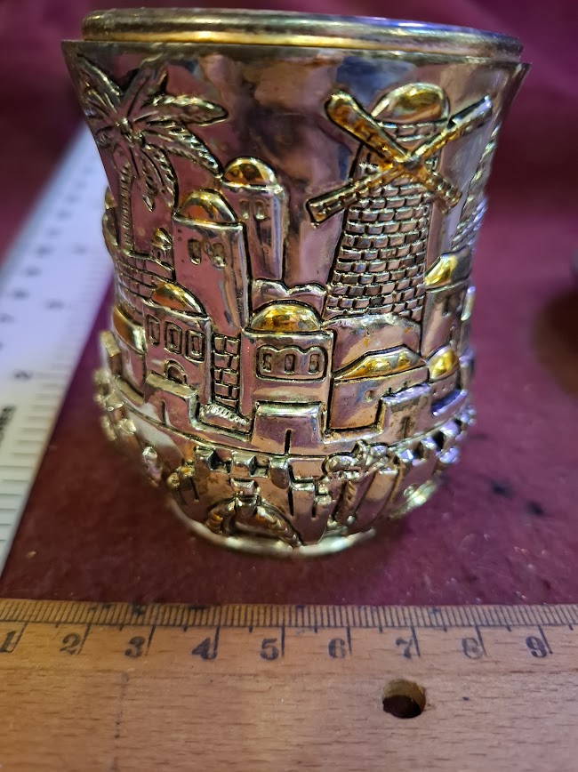 Judaica 925 silver wine kiddush glass with bottom [JUD10227]