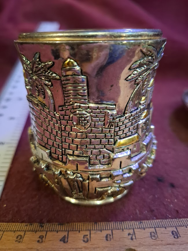 Judaica 925 silver wine kiddush glass with bottom [JUD10227]