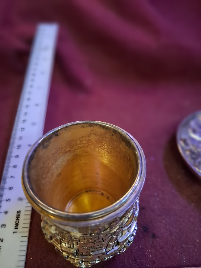 Judaica 925 silver wine kiddush glass with bottom [JUD10227]