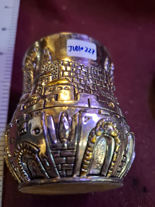 Judaica 925 silver wine kiddush glass with bottom [JUD10227]
