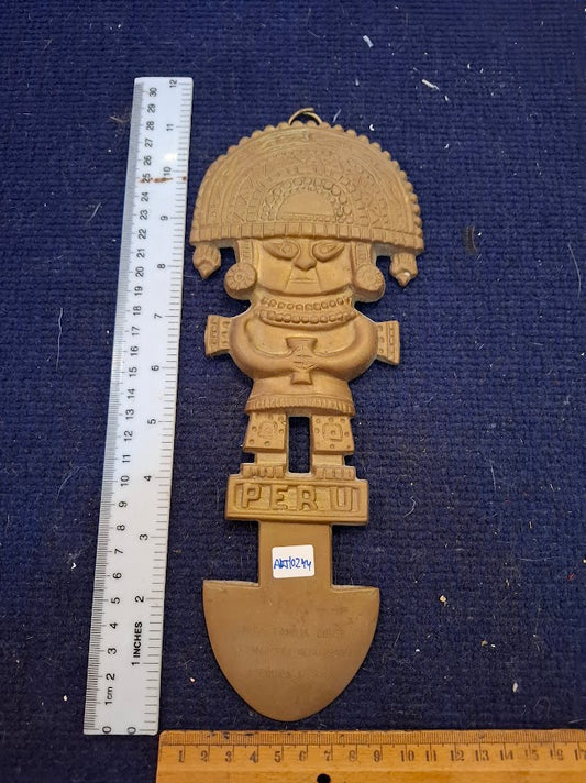 Vintage brass peruvian wall hanging peru decor [ART10244]