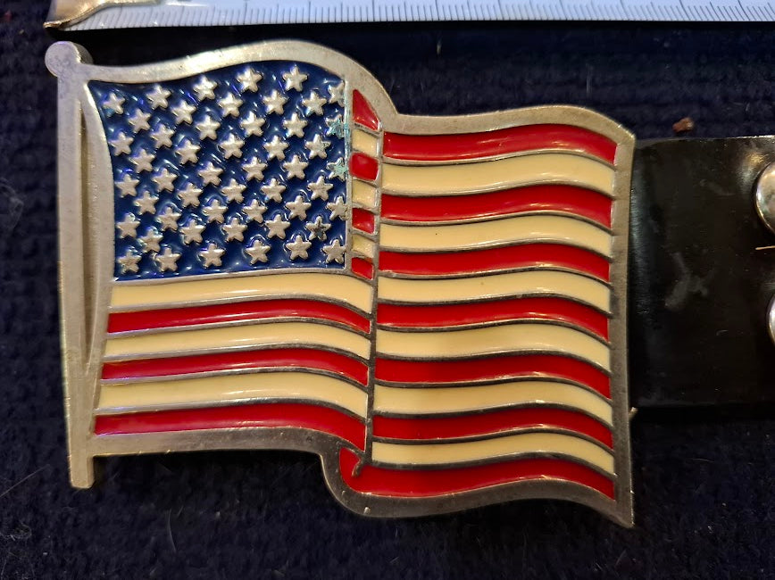 Vintage Belt with US Flag Buckle [ART10263]