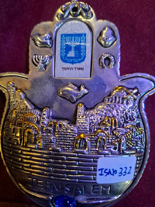 Hamsa jerusalem blessing home, hand silver plated [ISR10332]
