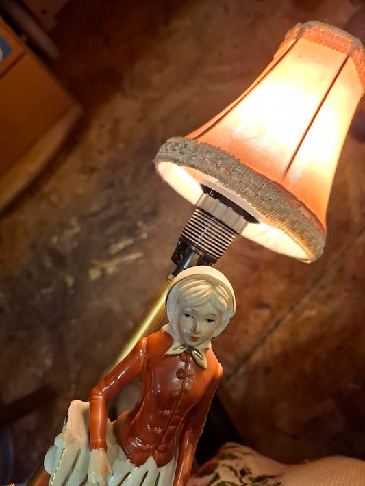 Vintage Decorated table lamp with porcelain doll - Rare [ART10305]