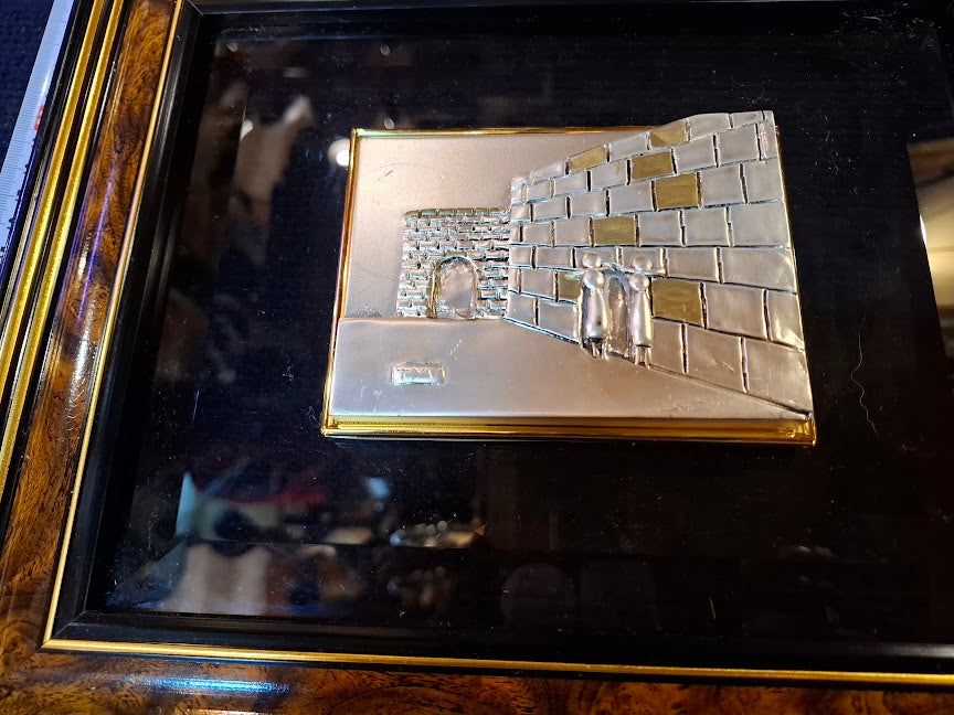 Judaica plaque by Saad artist 925 sterling silver- Western Wall Jerusalem [JUD10248]