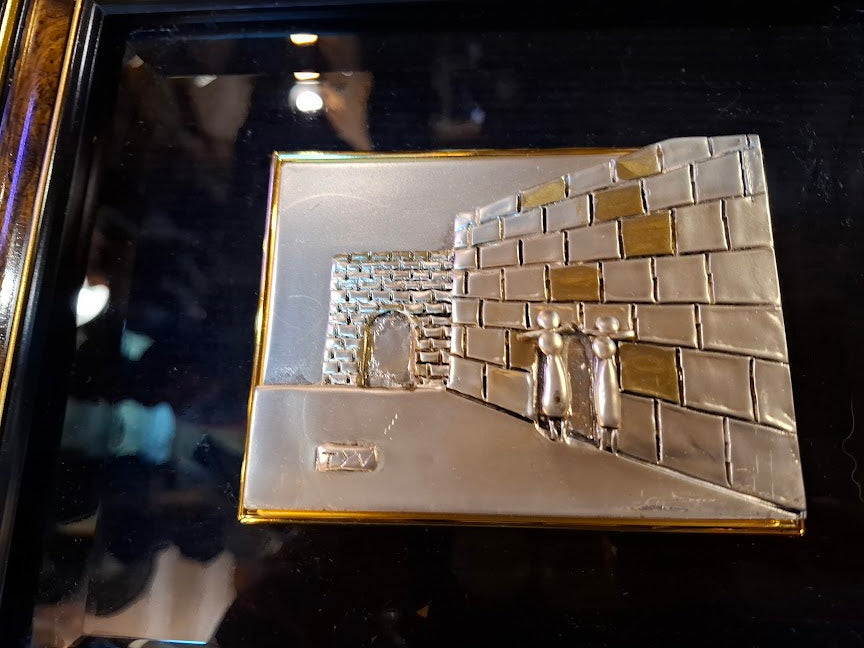 Judaica plaque by Saad artist 925 sterling silver- Western Wall Jerusalem [JUD10248]
