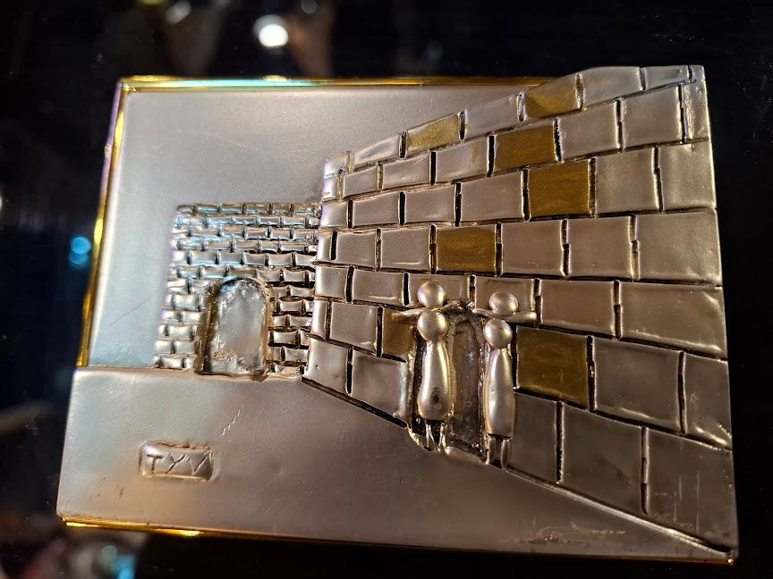 Judaica plaque by Saad artist 925 sterling silver- Western Wall Jerusalem [JUD10248]