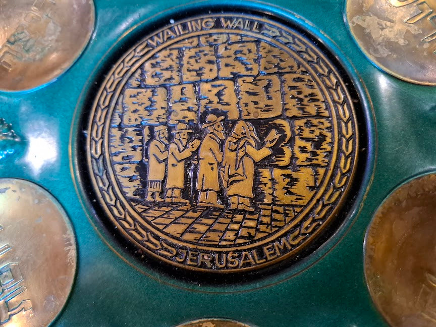 Vintage enameled Judaica passover plate [JUD10259]