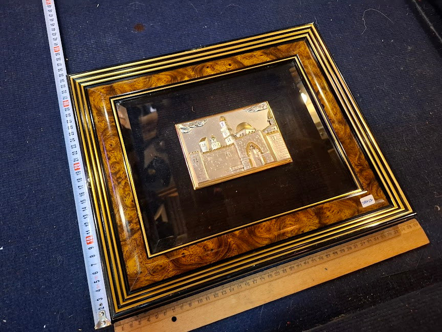 Judaica plaque by Saad artist 925 sterling silver - Old City Jerusalem [JUD10250]