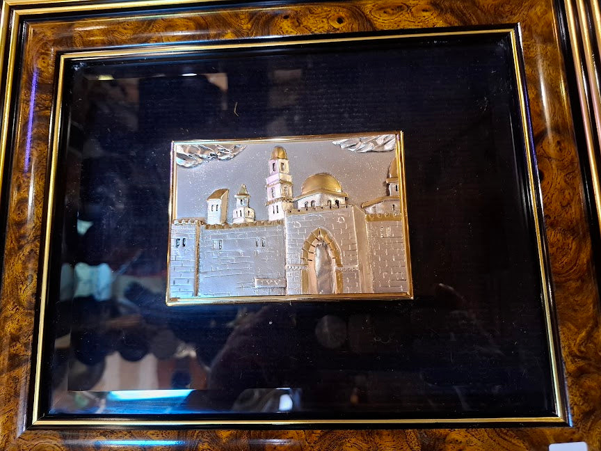 Judaica plaque by Saad artist 925 sterling silver - Old City Jerusalem [JUD10250]