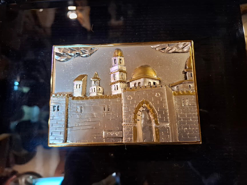 Judaica plaque by Saad artist 925 sterling silver - Old City Jerusalem [JUD10250]