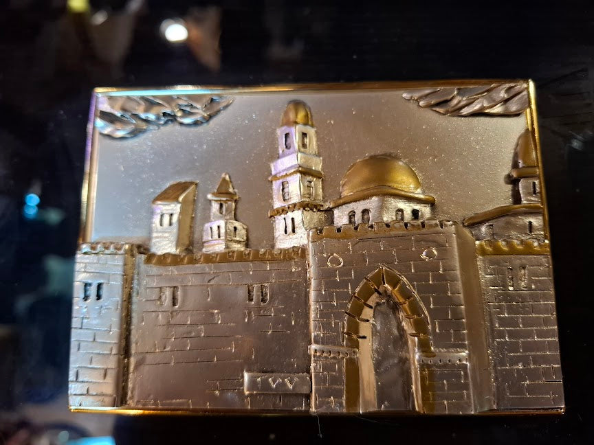 Judaica plaque by Saad artist 925 sterling silver - Old City Jerusalem [JUD10250]