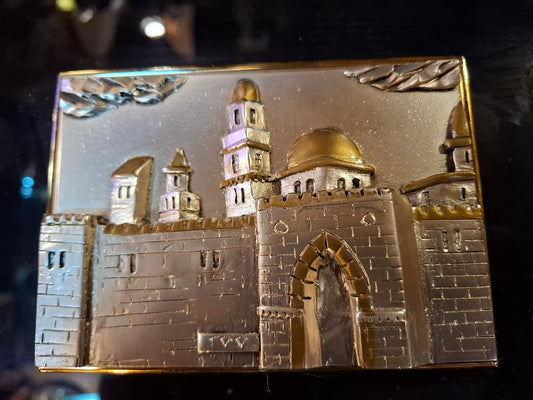 Judaica plaque by Saad artist 925 sterling silver - Old City Jerusalem [JUD10250]