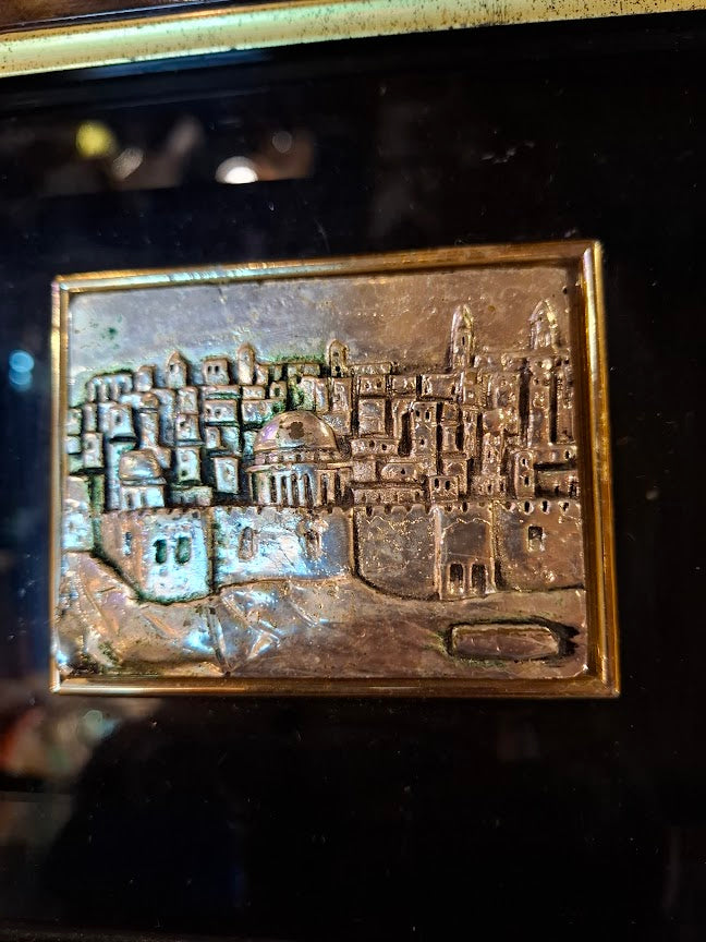 Judaica plaque by Saad artist 925 sterling silver - Old City Jerusalem [JUD10256]