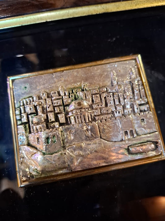 Judaica plaque by Saad artist 925 sterling silver - Old City Jerusalem [JUD10256]