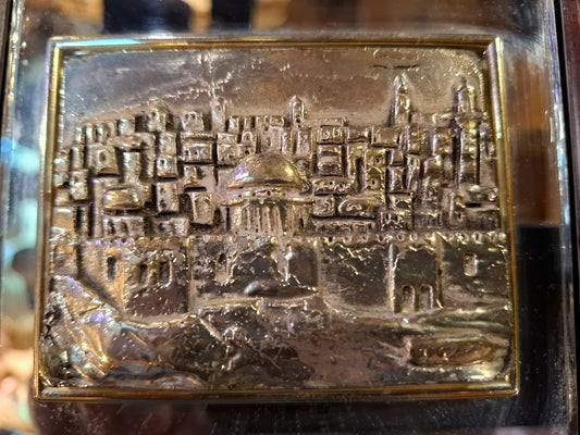Judaica plaque by Saad artist 925 sterling silver - Old City Jerusalem [JUD10258]