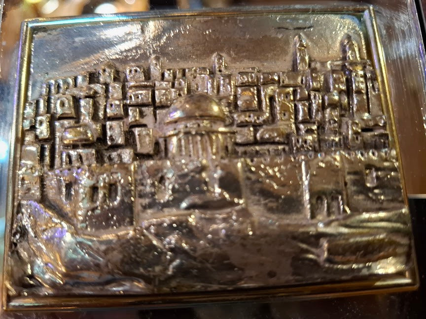 Judaica plaque by Saad artist 925 sterling silver - Old City Jerusalem [JUD10258]