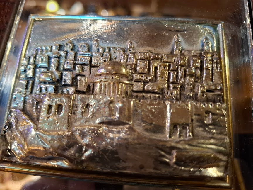 Judaica plaque by Saad artist 925 sterling silver - Old City Jerusalem [JUD10258]