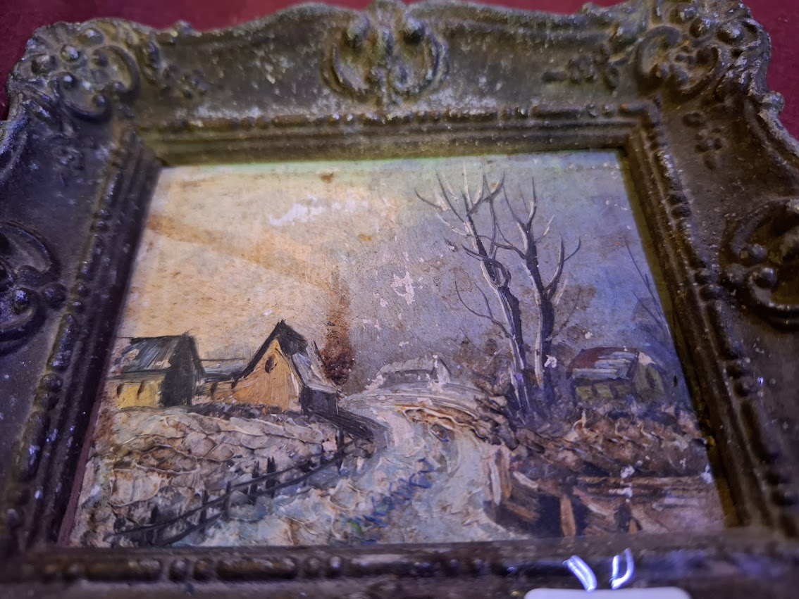 Old painting in a metal decorative frame [ART10307]