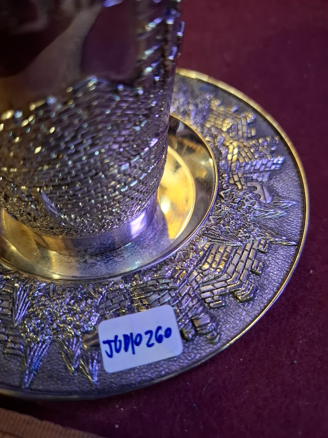 Judaica Wine Kiddush Cup with Bottom, pewter [JUD10260]