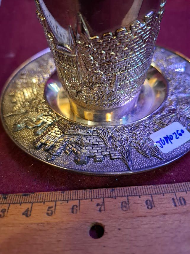 Judaica Wine Kiddush Cup with Bottom, pewter [JUD10260]