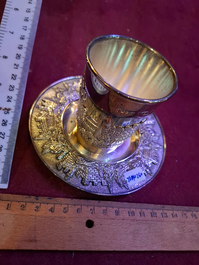 Judaica Wine Kiddush Cup with Bottom, pewter [JUD10260]