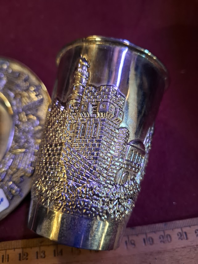 Judaica Wine Kiddush Cup with Bottom, pewter [JUD10260]