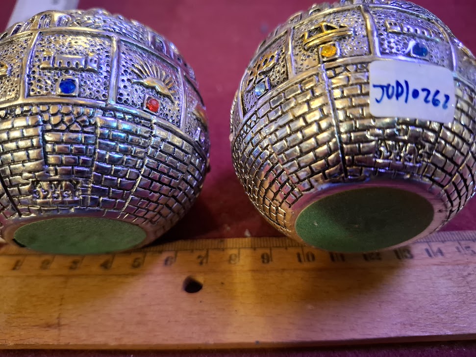 Pair of Judaica Jerusalem Candlesticks Silver 925 [JUD10262]