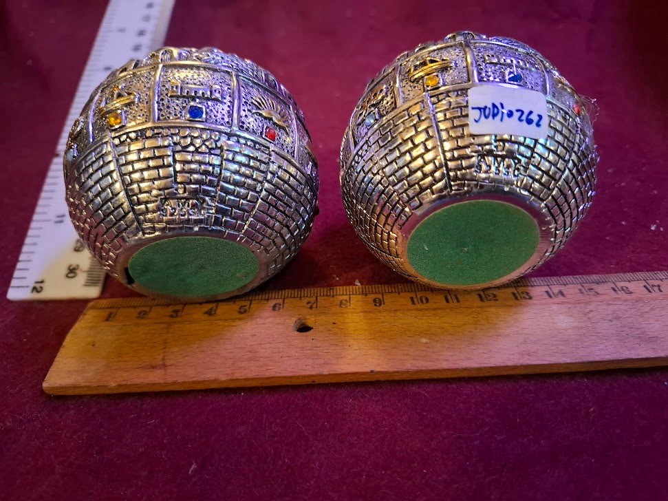 Pair of Judaica Jerusalem Candlesticks Silver 925 [JUD10262]