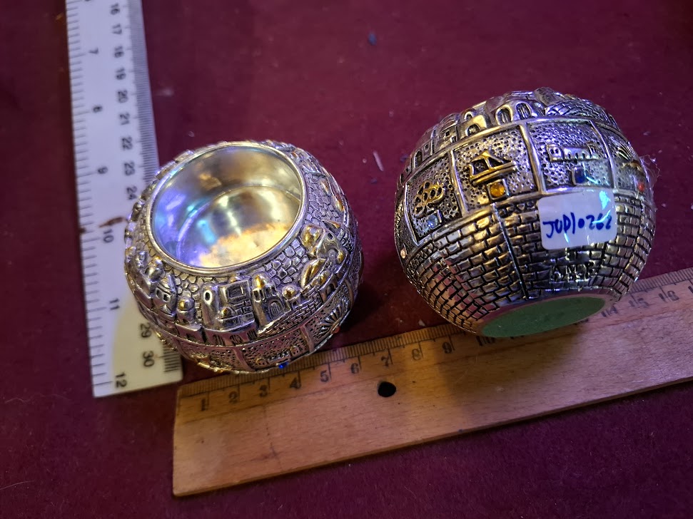 Pair of Judaica Jerusalem Candlesticks Silver 925 [JUD10262]
