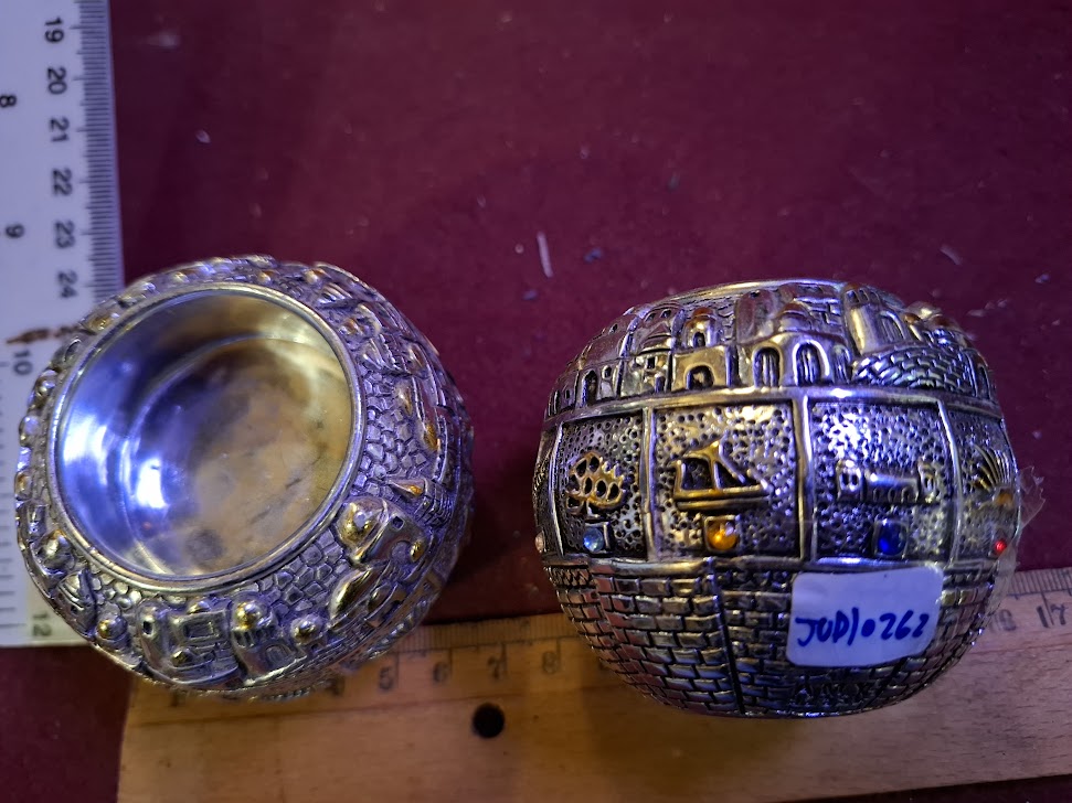 Pair of Judaica Jerusalem Candlesticks Silver 925 [JUD10262]